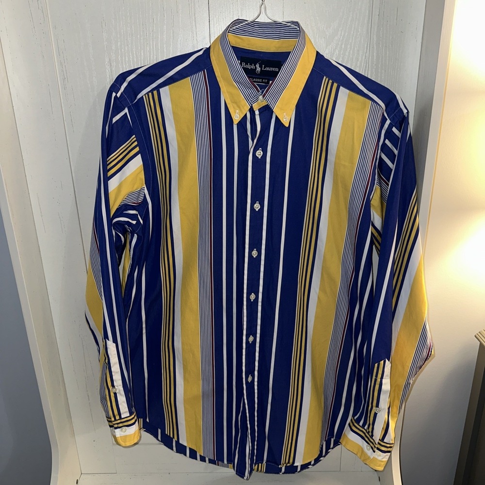 Ralph Lauren Polo Classic Fit Striped Long Sleeve Button Shirt 15-M Vintage